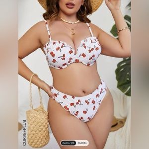Shein cherry print high waisted bikini